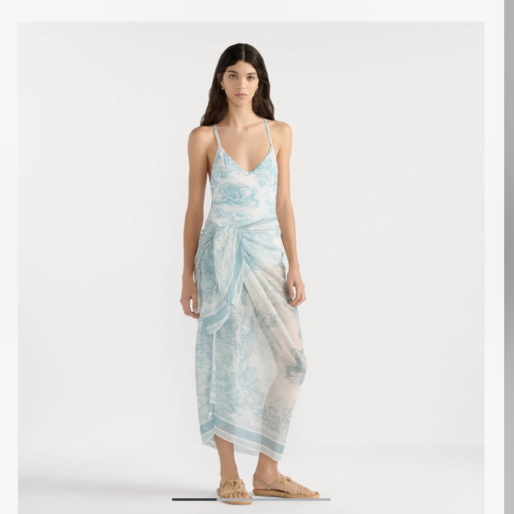 Dior Green and White Wrap Dress